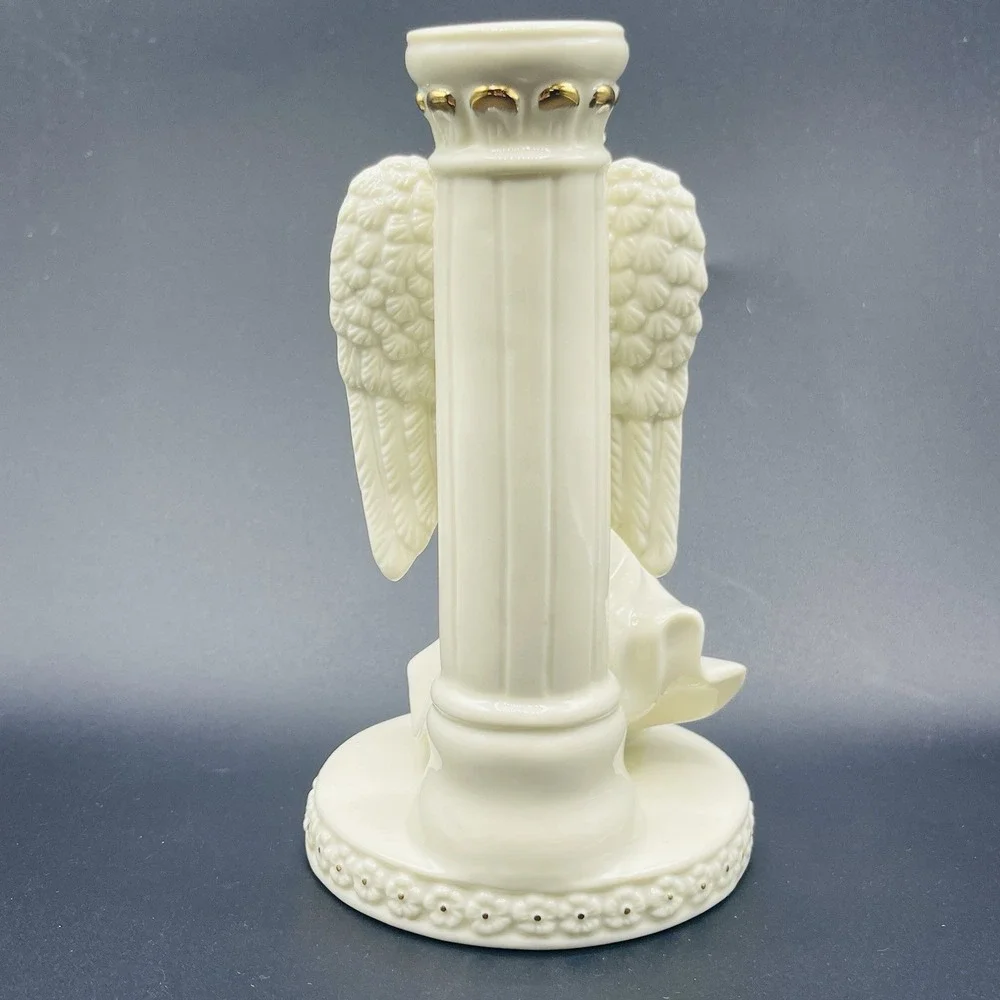 Mikasa Fine Porcelain Holiday Elegance Angel Candle Holders Gold Trim (Set of 2)